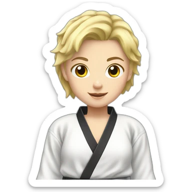 judoka-girl-blond-short hair-black belt sticker