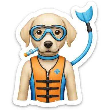 White labrador with snorkel and and swimmers vest sticker