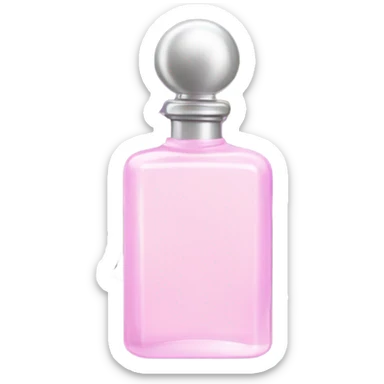 Aesthetic arrangement of pale pink lilacs with a retro-style purple perfume bottle.
 sticker