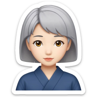 Pretty Japanese girl with short grey hair  sticker