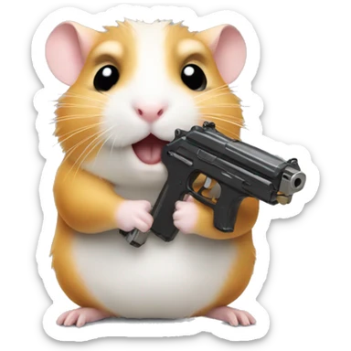 hamster with a gun sticker