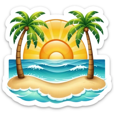 Sunshine over ocean and palm trees sticker