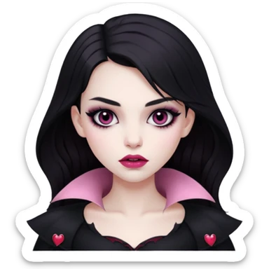 девушка вампир с темными волосами, очень бледной кожей и черным макияжем глаз sticker