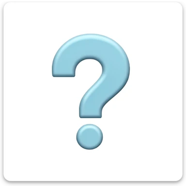big emoji-style question mark, light blue placeholder, minimal and friendly sticker