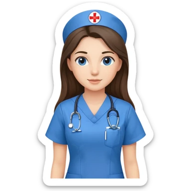 pretty brunette nurse with long hair blue sticker