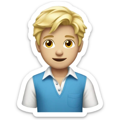 blond teenage boy wearing blue collared shirt sticker
