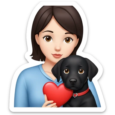 Brunette with a heart in the shape of a big black labrador dog sticker