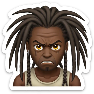 angry black man wit dreads sticker