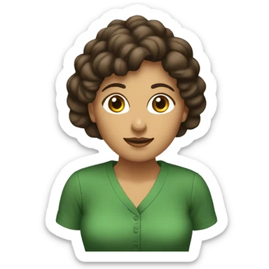 mujer morena, pelo marón ropa verde mostrar solo hasta el pecho sticker