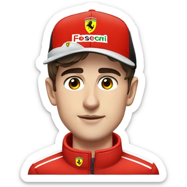 charles leclerc with a ferrari hat sticker