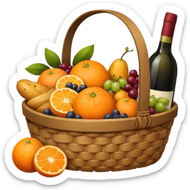 Orange basket with both food, drink and fruits sticker