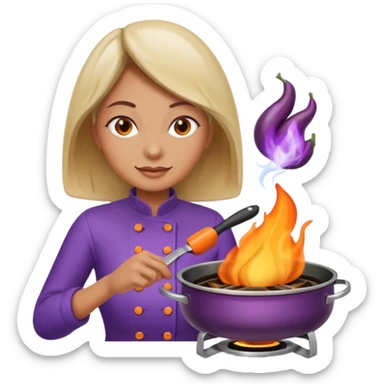 Seductively cooking an eggplant. It is getting hot in here. 🔥  sticker