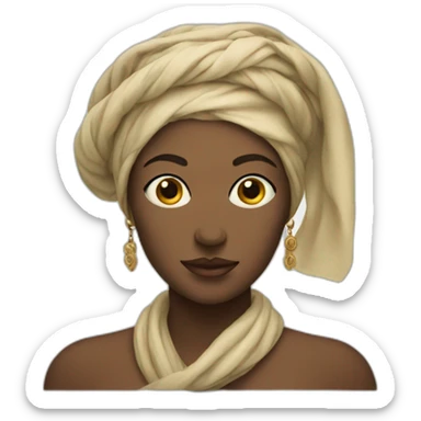 a Renaissance woman with a scarf on her head and three eyes sticker