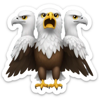 An eagle transporting two heads  sticker