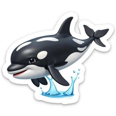 3d Cartoon orca with a tick to show when something has been completed sticker