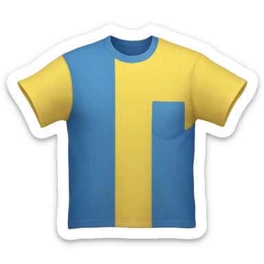 mens t-shirt upper half yellow and bottom half blue  sticker