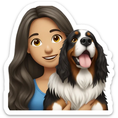 white Brunette long haired girl with bernese mountain dog sticker