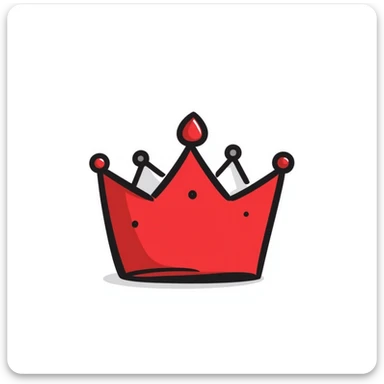 A red crown in the style of notion hand drawn doodles sticker