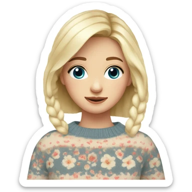 Knit floral sweater blond beautiful finnish girl sticker
