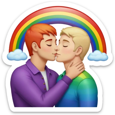 make 2 seductive men kissing and holding sitting on a rainbow sticker