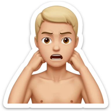 Someone grabbing their own neck angrily sticker