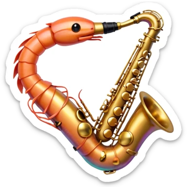 Shrimp playing saxophone sticker