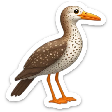 brown speckled sea bird with white spots, long brown legs and long light orange beak sticker