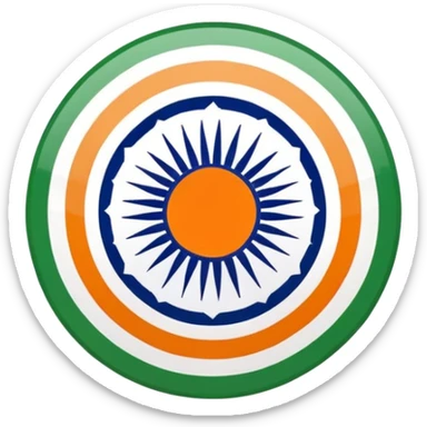 Indian flag with saffron, white, and green horizontal stripes and blue Ashoka Chakra wheel in the center sticker