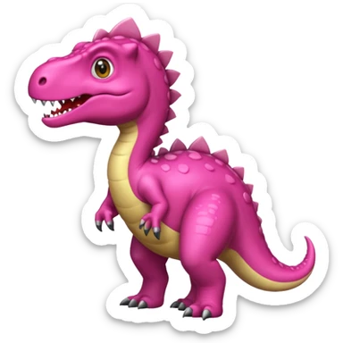 Crea un emoji de un dinosaurio de color rosa, que sea como este 🦖, que sea un tiranosuarus rex sticker