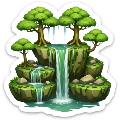Flying Island – Floating rock with trees and waterfall sticker
