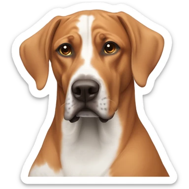 white male with long rainbow colored hair alongside a brown rhodesian ridgeback sticker