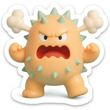 monster stomping its feet in anger, smoke coming from ears, spiky body sticker