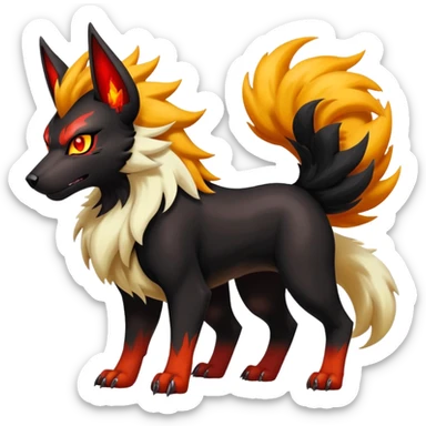 Shiny Exotic Gothic Houndoom-Arcanine-Pokémon-Fakémon-hybrid-creature sticker