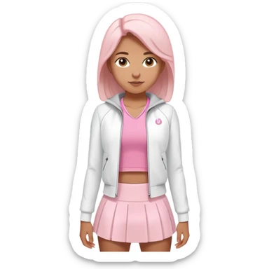 Lululemon pink shirt and very short white jacket and white skirt  sticker