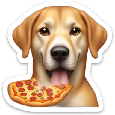 Big dog eating a pizza in the bath  sticker