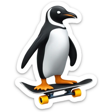 Penguin skate boarding sticker