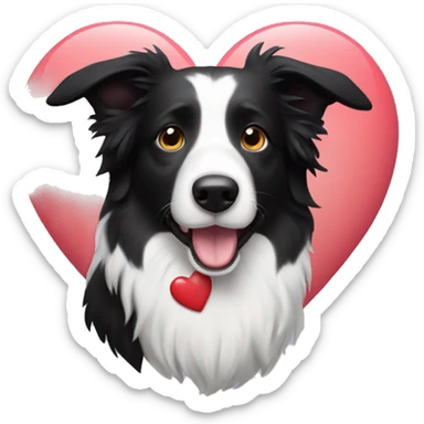Border collie with a heart sticker