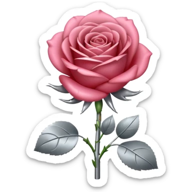 gray metal chrome rose, without green leaves, just flower sticker