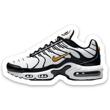 I want you to draw a white Air Max Plus with the Nike logo facing right sticker