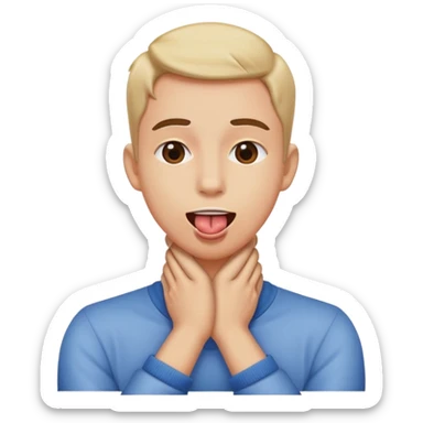 person holding neck crossed hands tongue out sticker