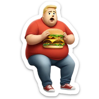 Super fat man eating burger outside of mcdonalds sticker