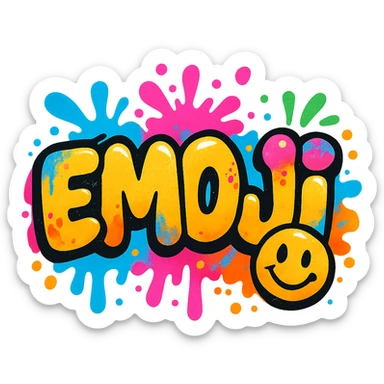 graffiti style emoji, bubble letters, bright colors, playful, fun sticker