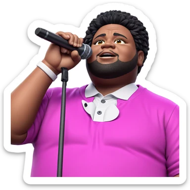 boy with microphone on stage sticker