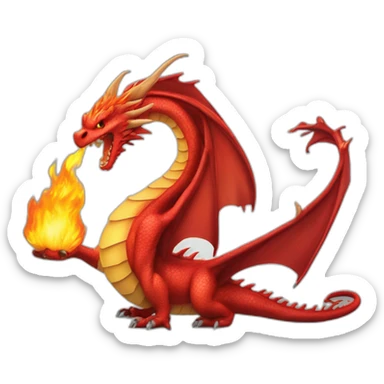 dragon rouge avec une queue flamme sticker