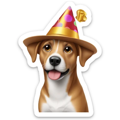 Hund med partyhatt sticker