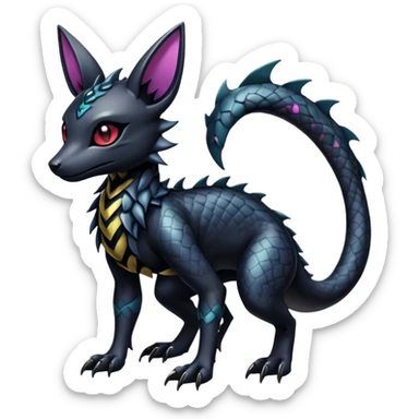 Shiny Dark Edgy Majestic Sophisticated Modern Gothic Gloomy Futuristic Scaly Cyber-Salandit-Umbreon-Delcatty-Hybrid (Full body) sticker