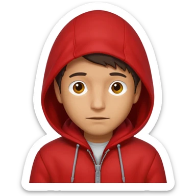 Man in red coat, hood up sticker