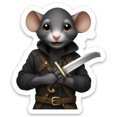 thief rat holding a dagger sticker
