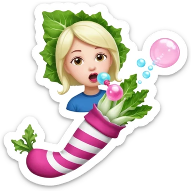 👩🏼 dans une endive géante, et à des chaussettes et fais une bulle avec un chewing-gum  sticker