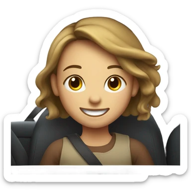 smiling girl in car interior sticker